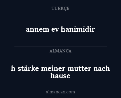 h stärke meiner mutter nach hause - annem ev hanimidir