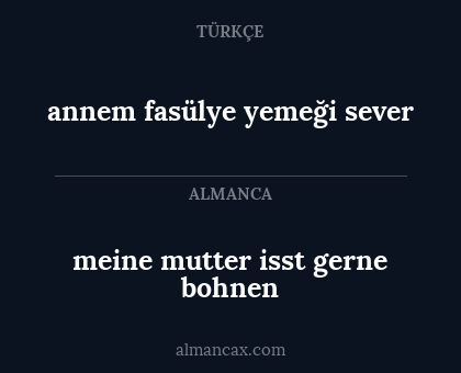 meine mutter isst gerne bohnen - annem fasülye yemeği sever