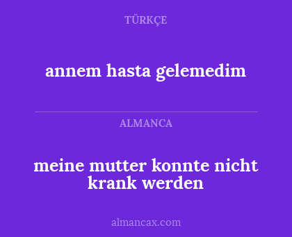 annem hasta gelemedim - meine mutter konnte nicht krank werden