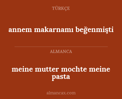 annem makarnamı beğenmişti - meine mutter mochte meine pasta