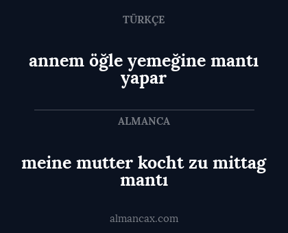 meine mutter kocht zu mittag mantı - annem öğle yemeğine mantı yapar