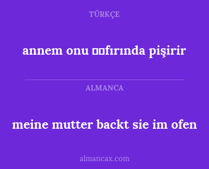 meine mutter backt sie im ofen - annem onu ​​fırında pişirir
