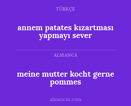 meine mutter kocht gerne pommes - annem patates kızartması yapmayı sever