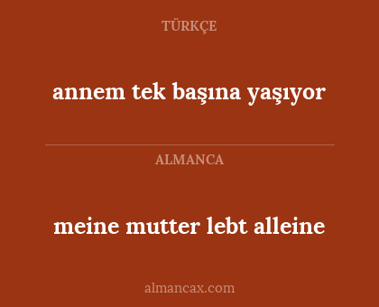 meine mutter lebt alleine - annem tek başına yaşıyor