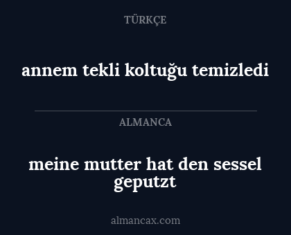 meine mutter hat den sessel geputzt - annem tekli koltuğu temizledi