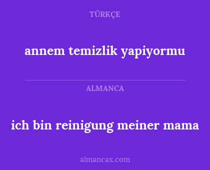 ich bin reinigung meiner mama - annem temizlik yapiyormu