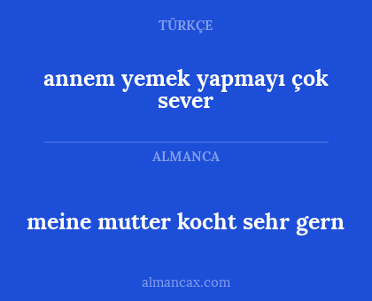 annem yemek yapmayı çok sever - meine mutter kocht sehr gern
