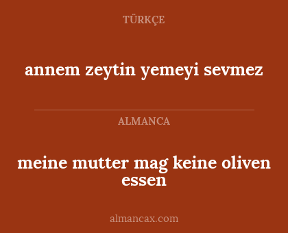 meine mutter mag keine oliven essen - annem zeytin yemeyi sevmez