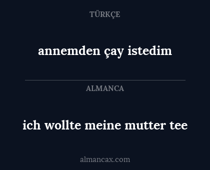 ich wollte meine mutter tee - annemden çay istedim