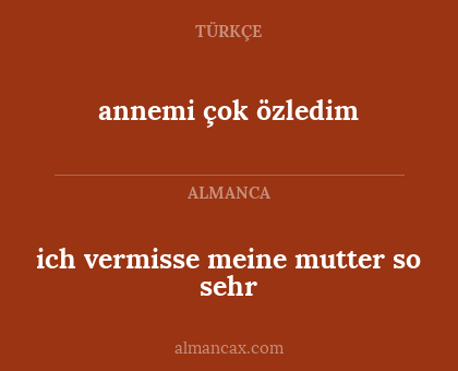 annemi çok özledim - ich vermisse meine mutter so sehr