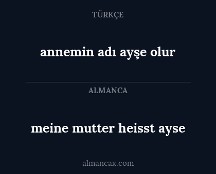annemin adı ayşe olur - meine mutter heisst ayse