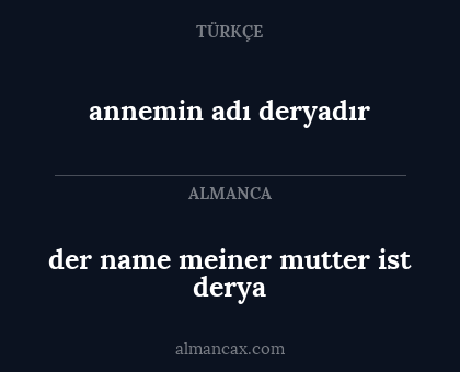 annemin adı deryadır - der name meiner mutter ist derya