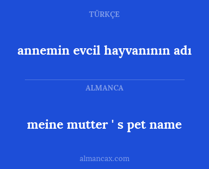 meine mutter ' s pet name - annemin evcil hayvanının adı
