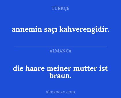die haare meiner mutter ist braun. - annemin saçı kahverengidir.