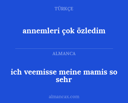 ich veemisse meine mamis so sehr - annemleri çok özledim