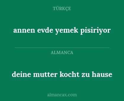 annen evde yemek pisiriyor - deine mutter kocht zu hause