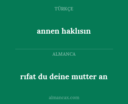 annen haklısın - rıfat du deine mutter an