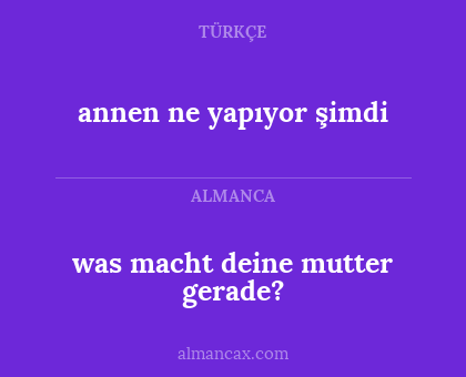 annen ne yapıyor şimdi - was macht deine mutter gerade?