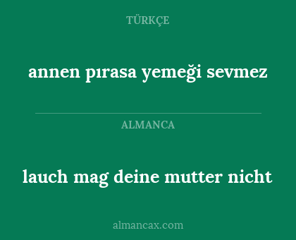 lauch mag deine mutter nicht - annen pırasa yemeği sevmez