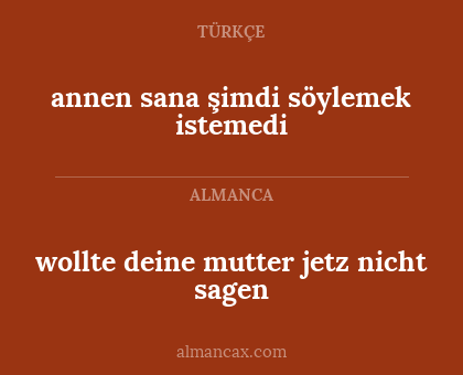wollte deine mutter jetz nicht sagen - annen sana şimdi söylemek istemedi