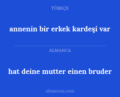 hat deine mutter einen bruder - annenin bir erkek kardeşi var