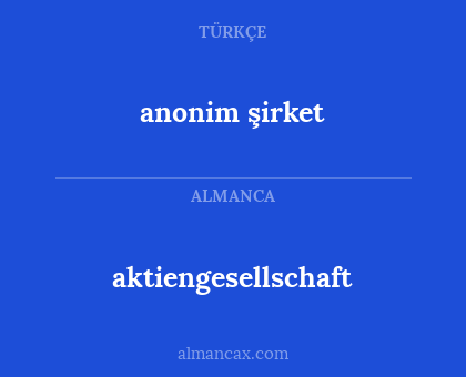 anonim şirket - aktiengesellschaft