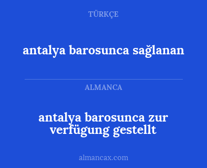antalya barosunca zur verfügung gestellt - antalya barosunca sağlanan