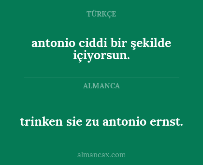 trinken sie zu antonio ernst. - antonio ciddi bir şekilde içiyorsun.