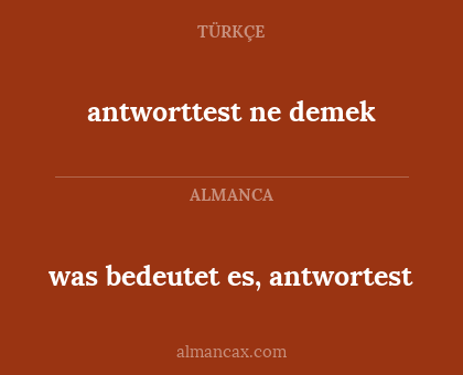 antworttest ne demek - was bedeutet es, antwortest