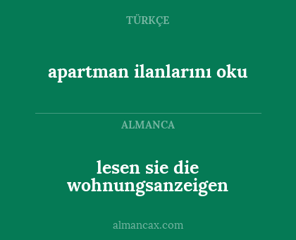lesen sie die wohnungsanzeigen - apartman ilanlarını oku