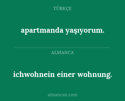 apartmanda yaşıyorum. - ichwohnein einer wohnung.
