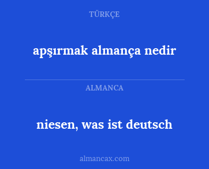 niesen, was ist deutsch - apşırmak almança nedir