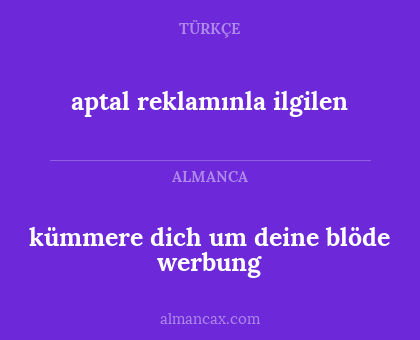 kümmere dich um deine blöde werbung - aptal reklamınla ilgilen