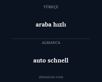 araba hızlı - auto schnell