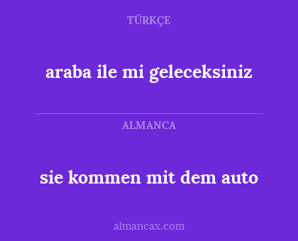 sie kommen mit dem auto - araba ile mi geleceksiniz