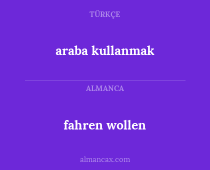 araba kullanmak - fahren wollen