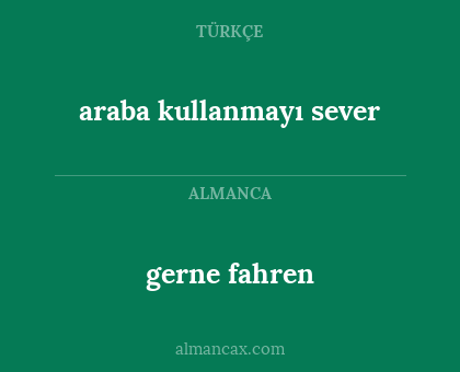 araba kullanmayı sever - gerne fahren
