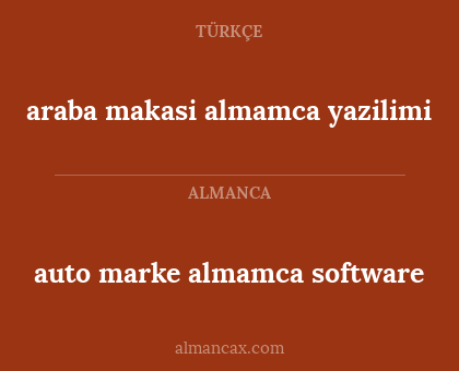 auto marke almamca software - araba makasi almamca yazilimi