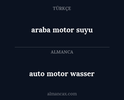 araba motor suyu - auto motor wasser