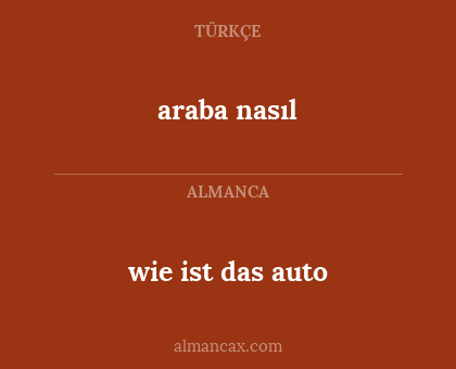 araba nasıl - wie ist das auto