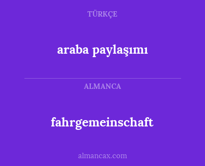 fahrgemeinschaft - araba paylaşımı
