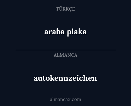 araba plaka - autokennzeichen