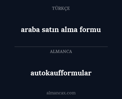 autokaufformular - araba satın alma formu