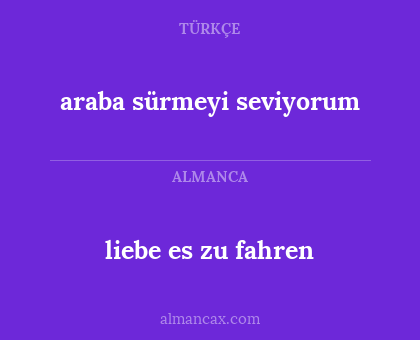 araba sürmeyi seviyorum - liebe es zu fahren