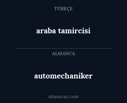 araba tamircisi - automechaniker