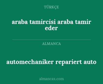 araba tamircisi araba tamir eder - automechaniker repariert auto