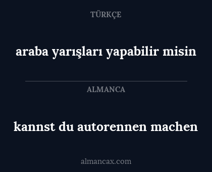 kannst du autorennen machen - araba yarışları yapabilir misin