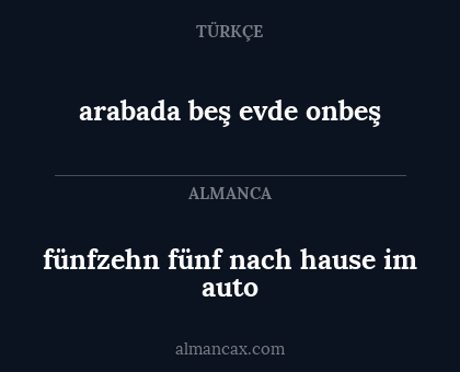 arabada beş evde onbeş - fünfzehn fünf nach hause im auto