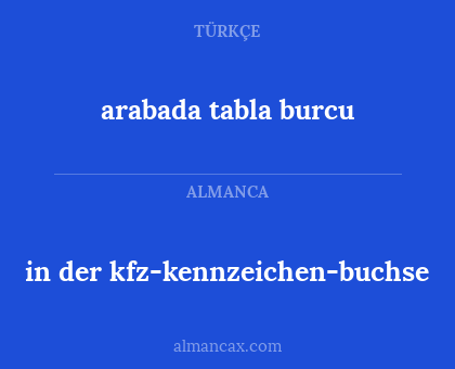 arabada tabla burcu - in der kfz-kennzeichen-buchse
