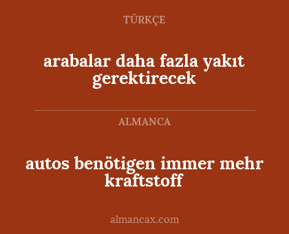 autos benötigen immer mehr kraftstoff - arabalar daha fazla yakıt gerektirecek